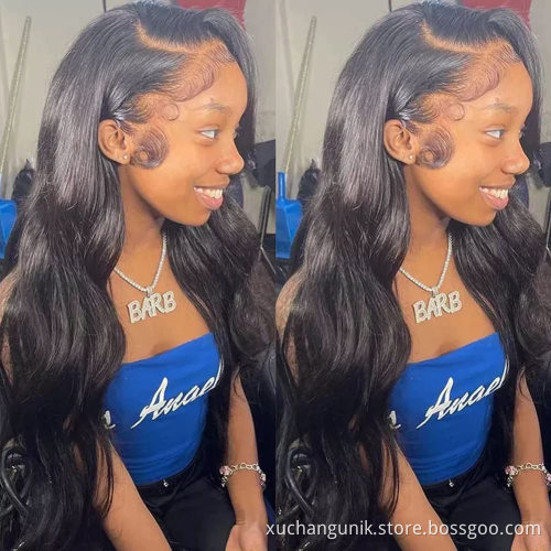 Uniky ship Wholesale 180 Density HD lace front wig body wave 100 Brazilian Virgin Hair closure human hair wigs for black women
